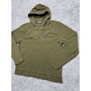 Lauren Ralph Lauren Shaw Collar Side Buttons Hoodie Women's XL Green Long Sleeve